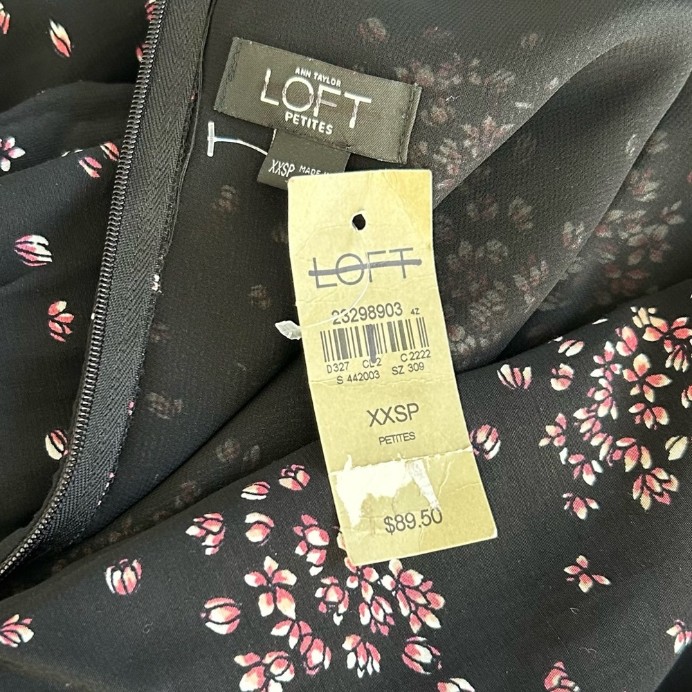 LOFT PETITES NWT! Women’s Sleeveless Jumpsuit Cherry Blossom Floral BlkPink XXSP - Picture 9 of 13